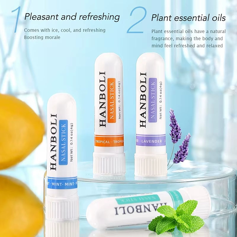 4Pcs Nasal Stick Boosts Focus Enhances Breathing Provides Fresh Sensation Aromatherapy Inhaler Prevent Drowsy Driving