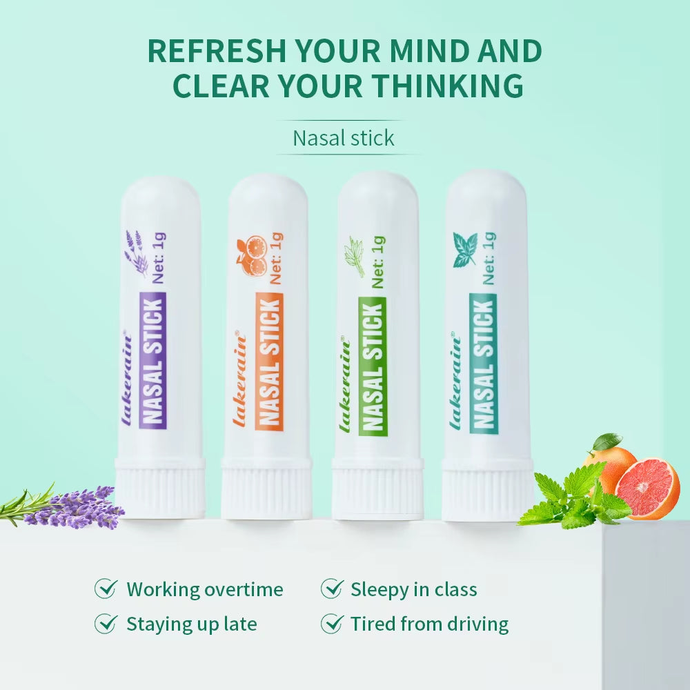Nasal Stick Boosts Focus Inhaler Tubes Cooling Essential Oil Nasal Inhaler Aromatherapy Energy Bar Sinus&Congestion Relief Daily