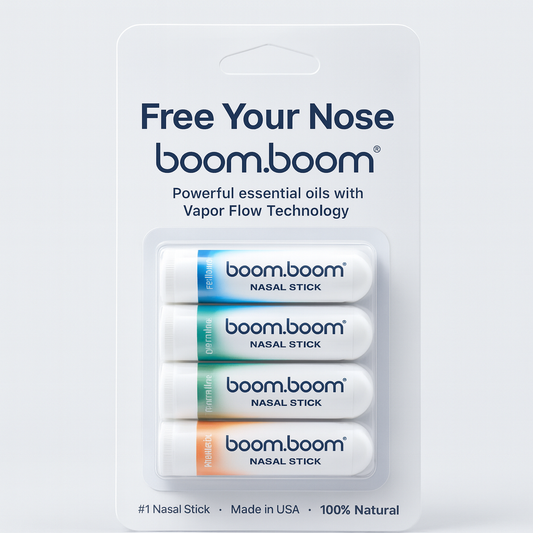 Boomboom Nasal Stick: Free Your Nose | Featured on Shark Tank | Powerful Essential Oils with Vapor Flow Technology | Breathe in Life