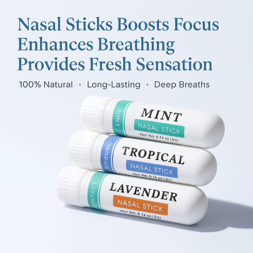 4Pcs Nasal Stick Boosts Focus Enhances Breathing Provides Fresh Sensation Aromatherapy Inhaler Prevent Drowsy Driving